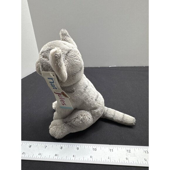Animalcraft Grey Tabby Cat Beanbag Plush By Nat & Jules - 6" Stuffed Animal Toy - Picture 2 of 9